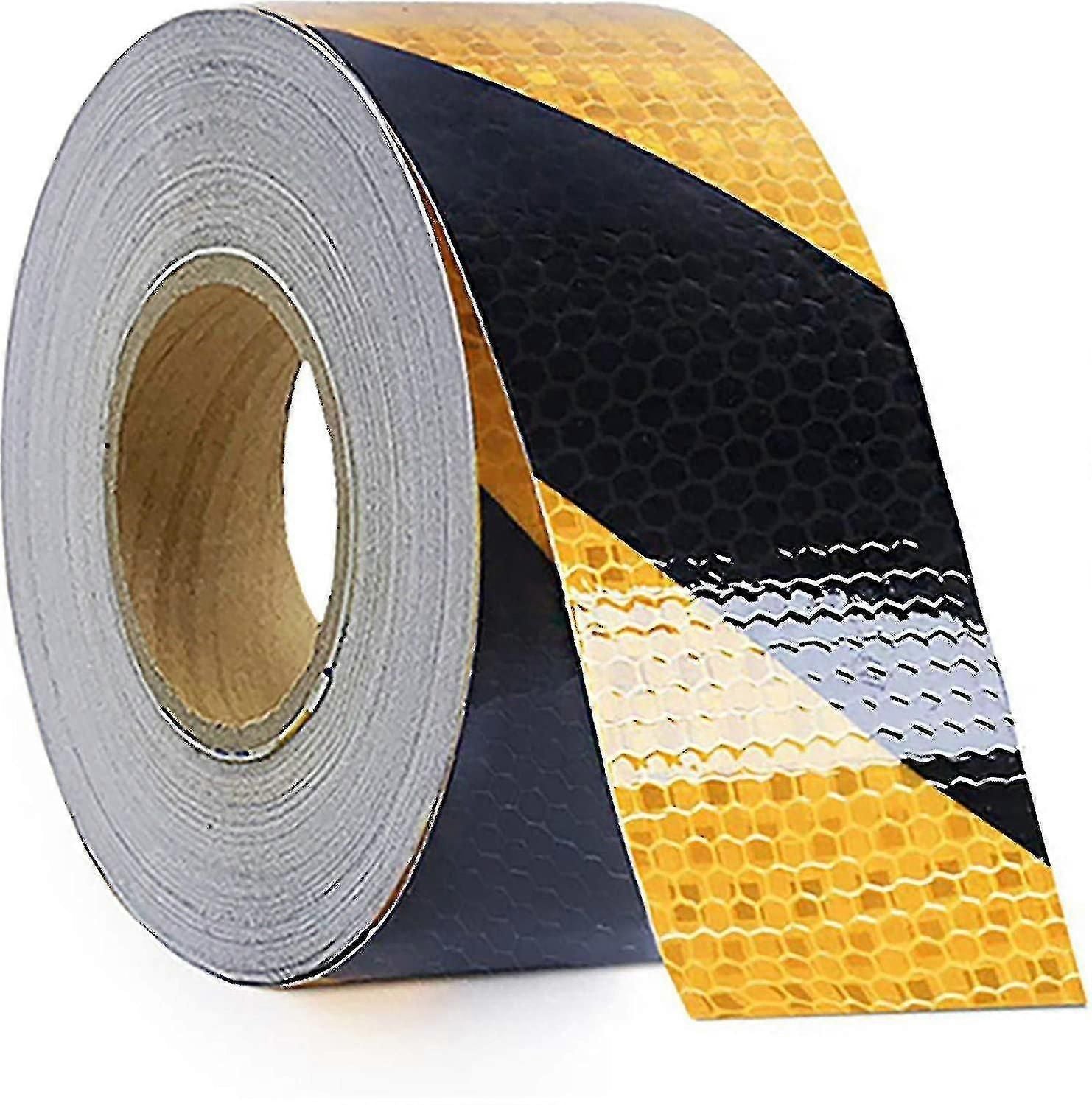 Waterproof Reflective Safety Tape Roll 5cm*25m Yellow Black Striped Floor Marking Tape Hazard Caution Warning Tape Auto Truck Self-adhesive Safety Sti zxin
