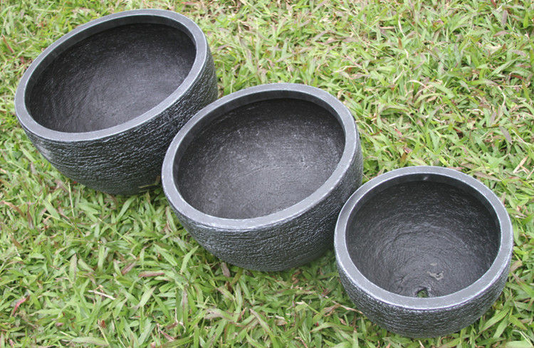 38x25cm Grey Textured Fiberclay Planter #KD-020