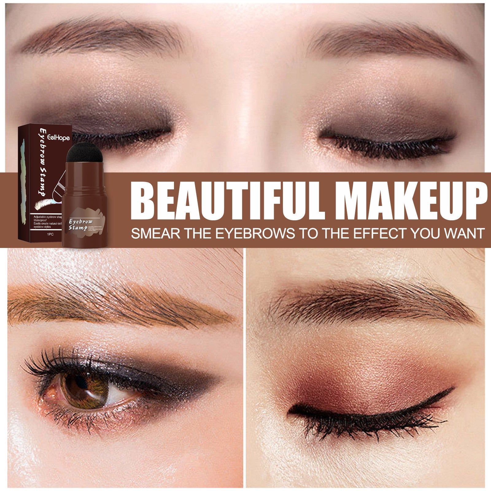 Brow Print Set Dark Brown, Waterproof, Natural, Quick Contouring, Perfect for Sparse Eyebrows ,1set