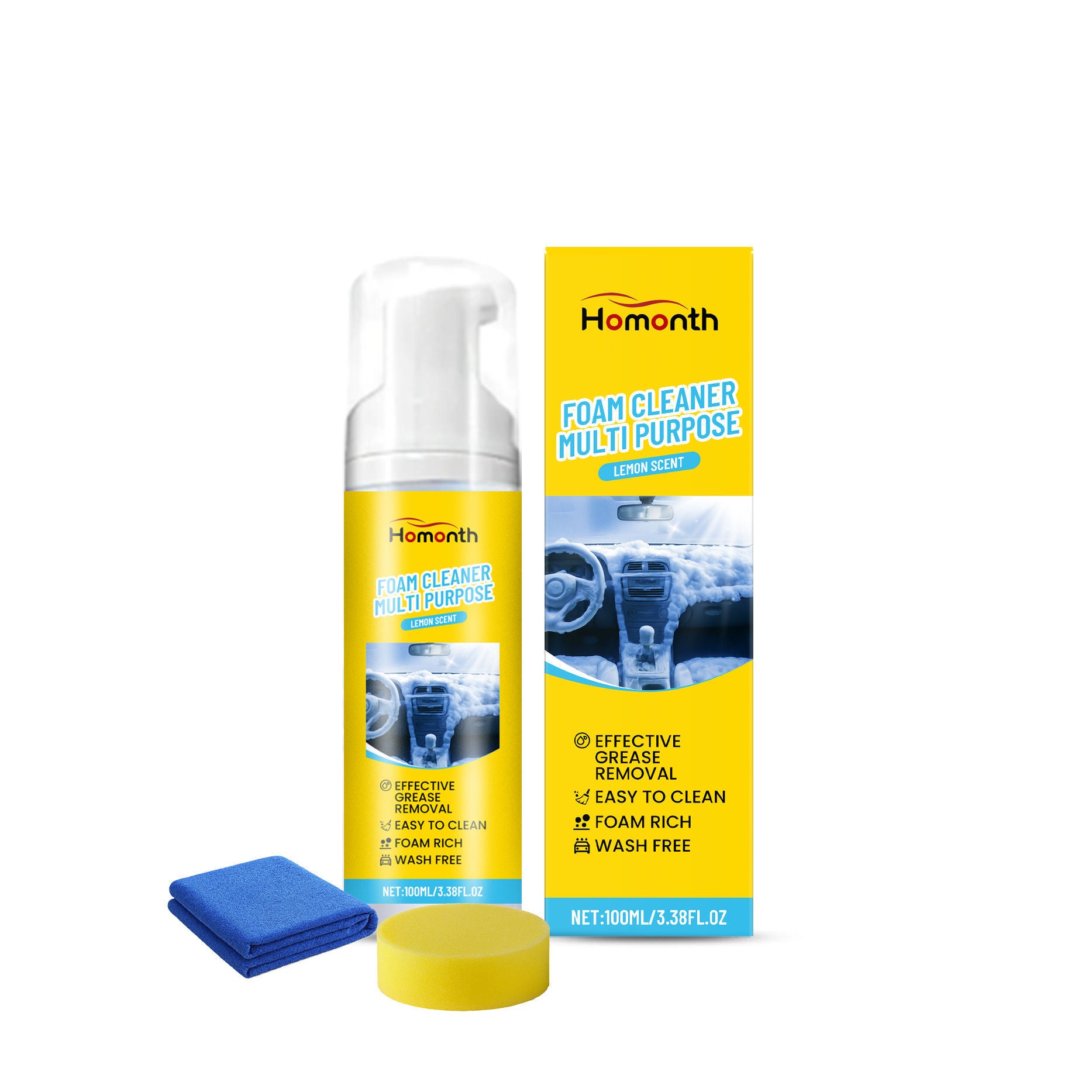 Car Care Kit, Multi-Purpose Foam Leather Cleaner, Interior Shine, Easy to Use ,1set