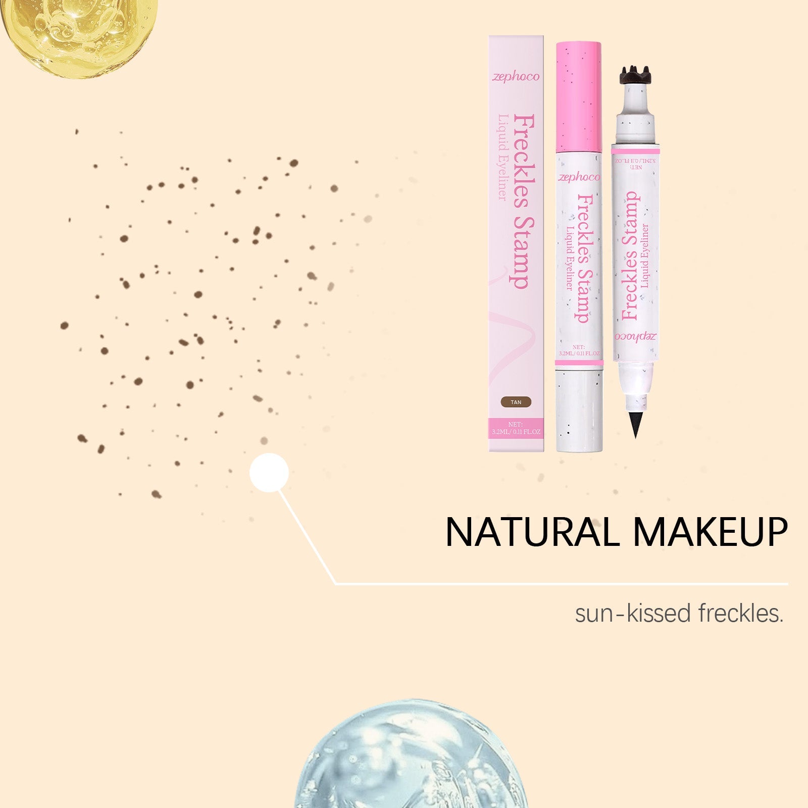 Waterproof 2-in-1 Eyeliner and Freckle Pen, Natural Look, Long-lasting, Beauty Products ,3.2ml