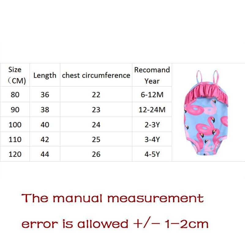 Childrens Swimsuit Triangle Suspender Romper Summer Flamingo Print