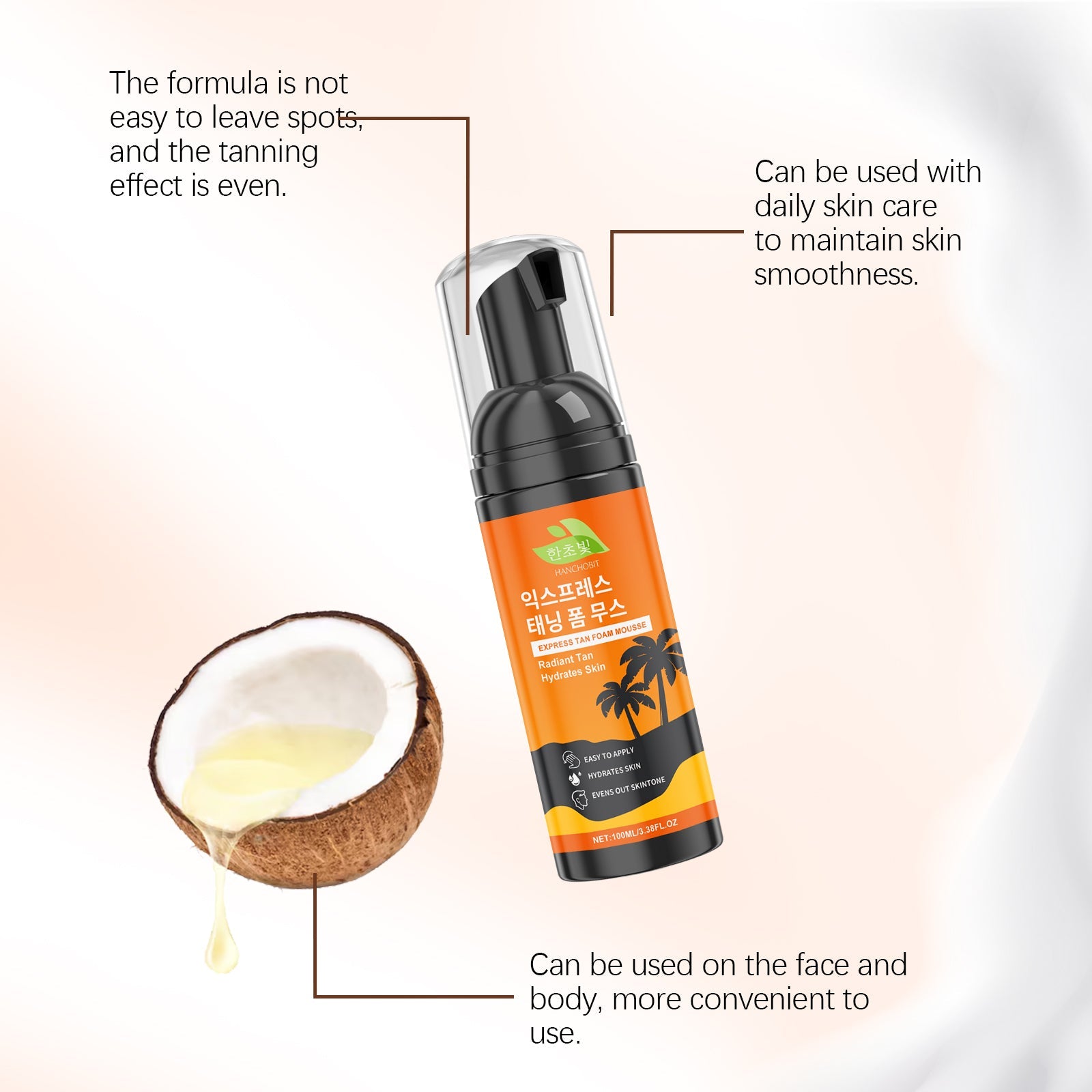 Daily Help Black Foam, Long-Lasting Body Care, Natural Tanning, Moisturizing ,100ml