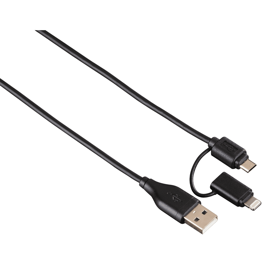 HAMA 54566 2in1 Micro USB Cable with Lightning Adapter, gold-plated, shield., 1.20 m