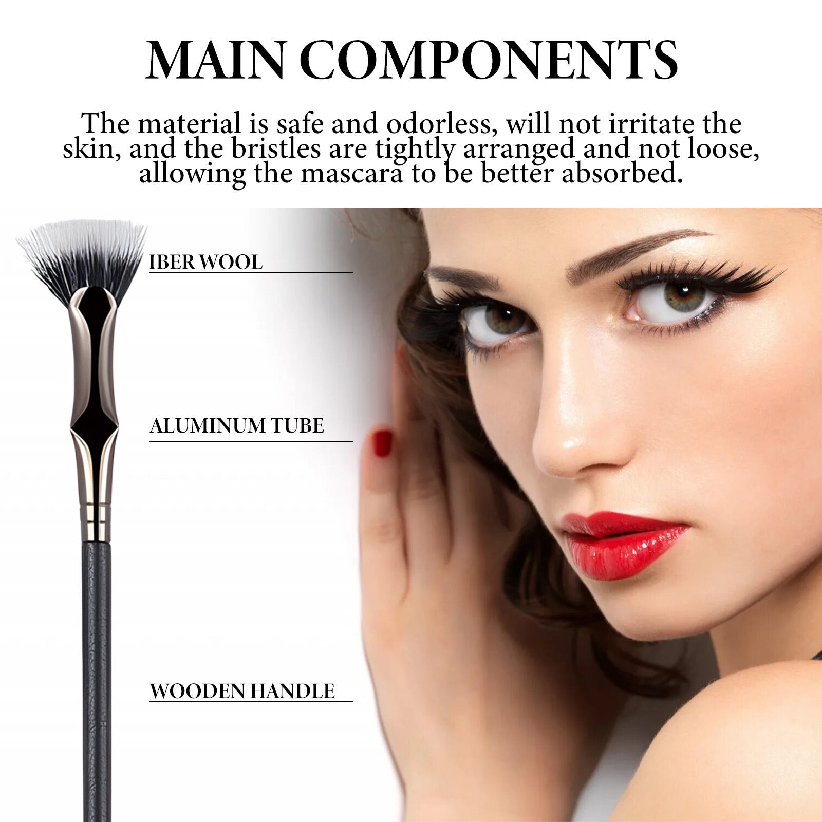 Fan-Shaped Double Mascara, Clear Roots, Voluminous Lengthening, Easy for Beginners ,1pcs