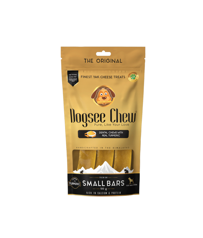 أشرطة الكركم الصغيرة من Dogsee: مضغات عناية بالأسنان طويلة المفعول للكلاب الصغيرة - 100 غرام