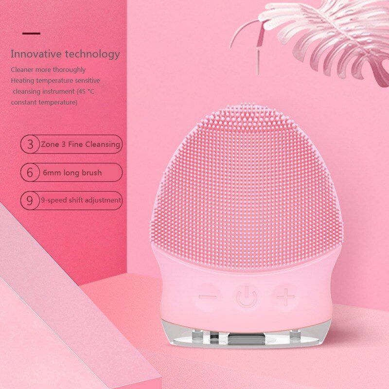 Electric Facial Cleansing Brush Silicone Sonic Vibration Face Scrubber Cleaner