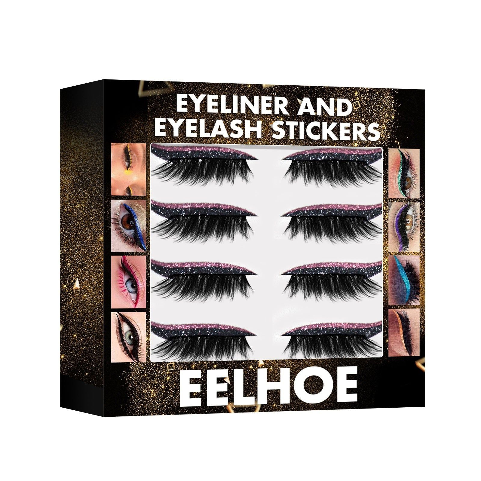 3D Glitter Seven Color Eyeliner, Reusable Self-Adhesive, Bold & Daily Makeup ,4pairs