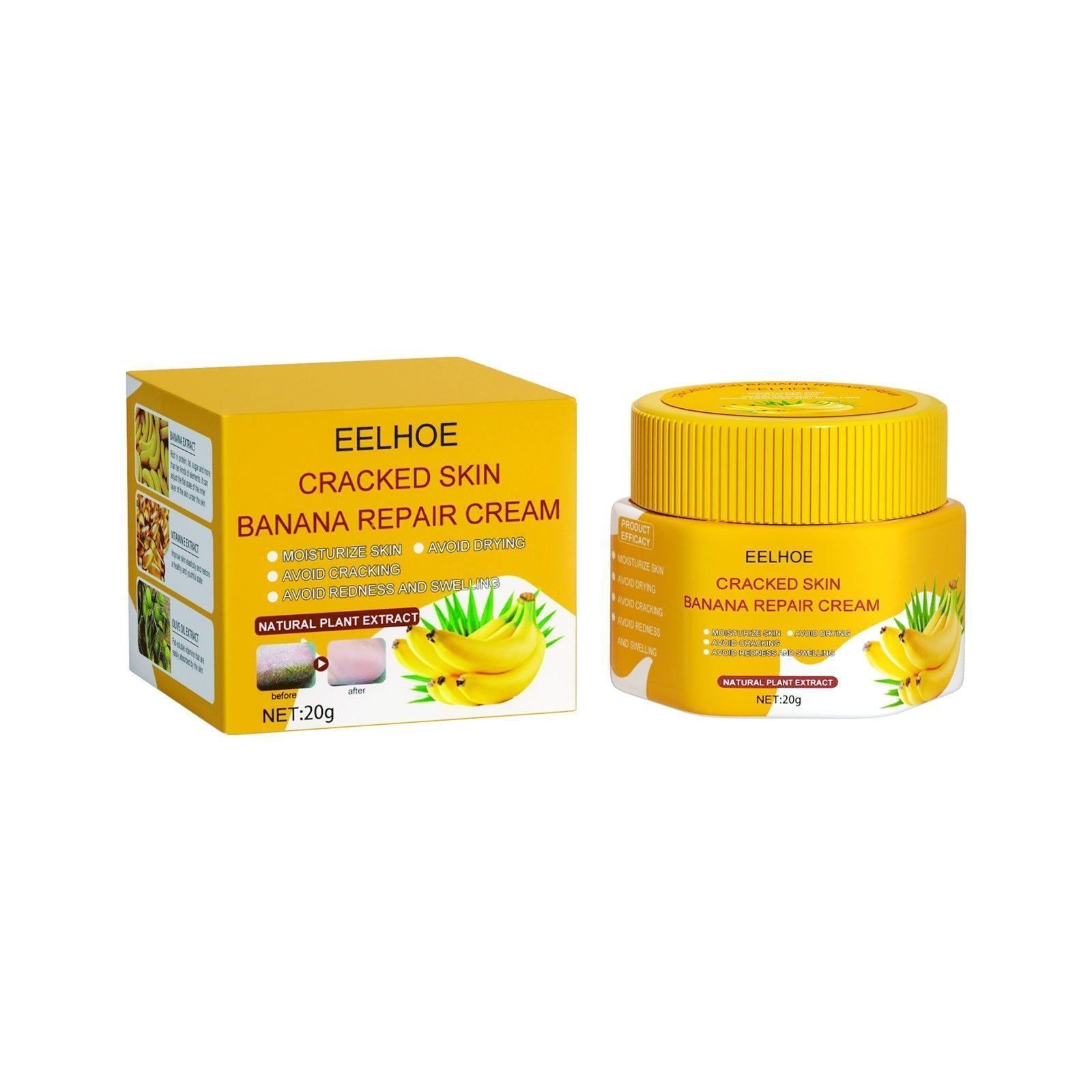 Banana Repair Cream for Dry Rough Hands Feet, Hydrating, Soothing, Anti-Cracking ,20g