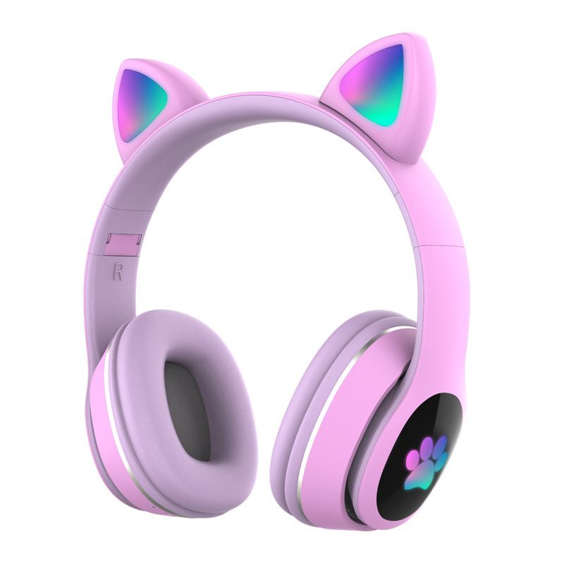 Foldable Over Ear Music Headset Glowing Cat Ear Headphones