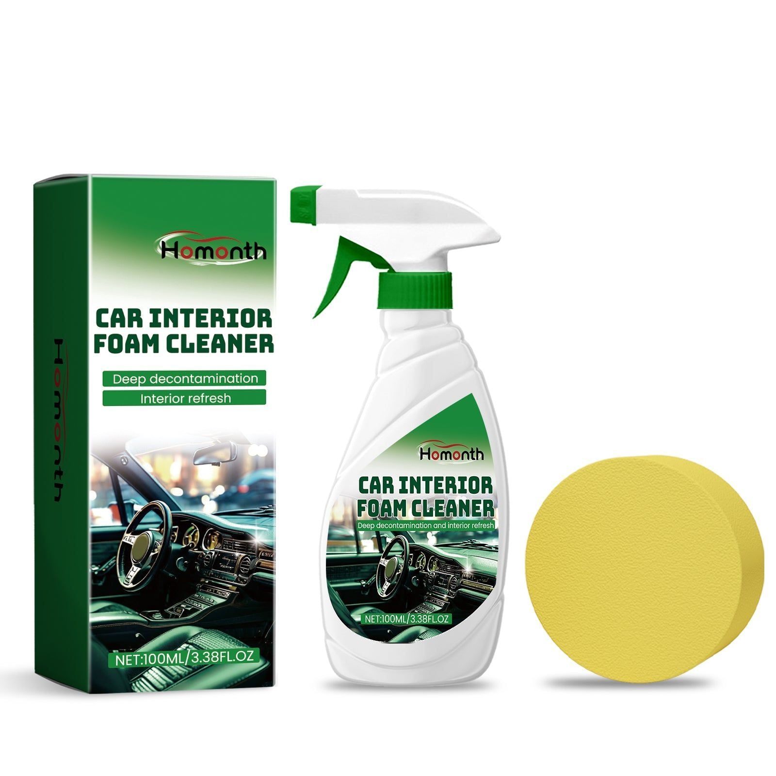 Car Interior Cleaning Foam, Deep Dirt & Oil Stain Remover, Easy Spray Wipe Solution ,1set