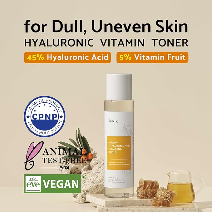 IUNIK Vitamin C Vegan Face Toner with 45% Hyaluronic Acid Facial Moisturizer 6.7 Fl Oz
