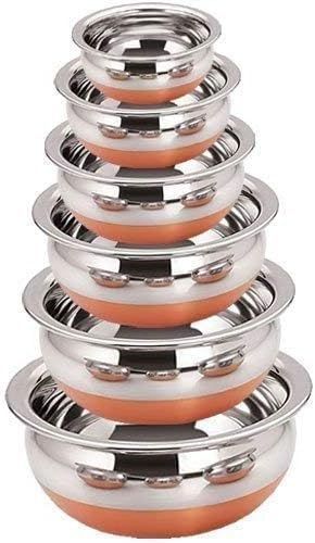 Steel Handi Set of 6 with Copper Bottom and Serving Spoon