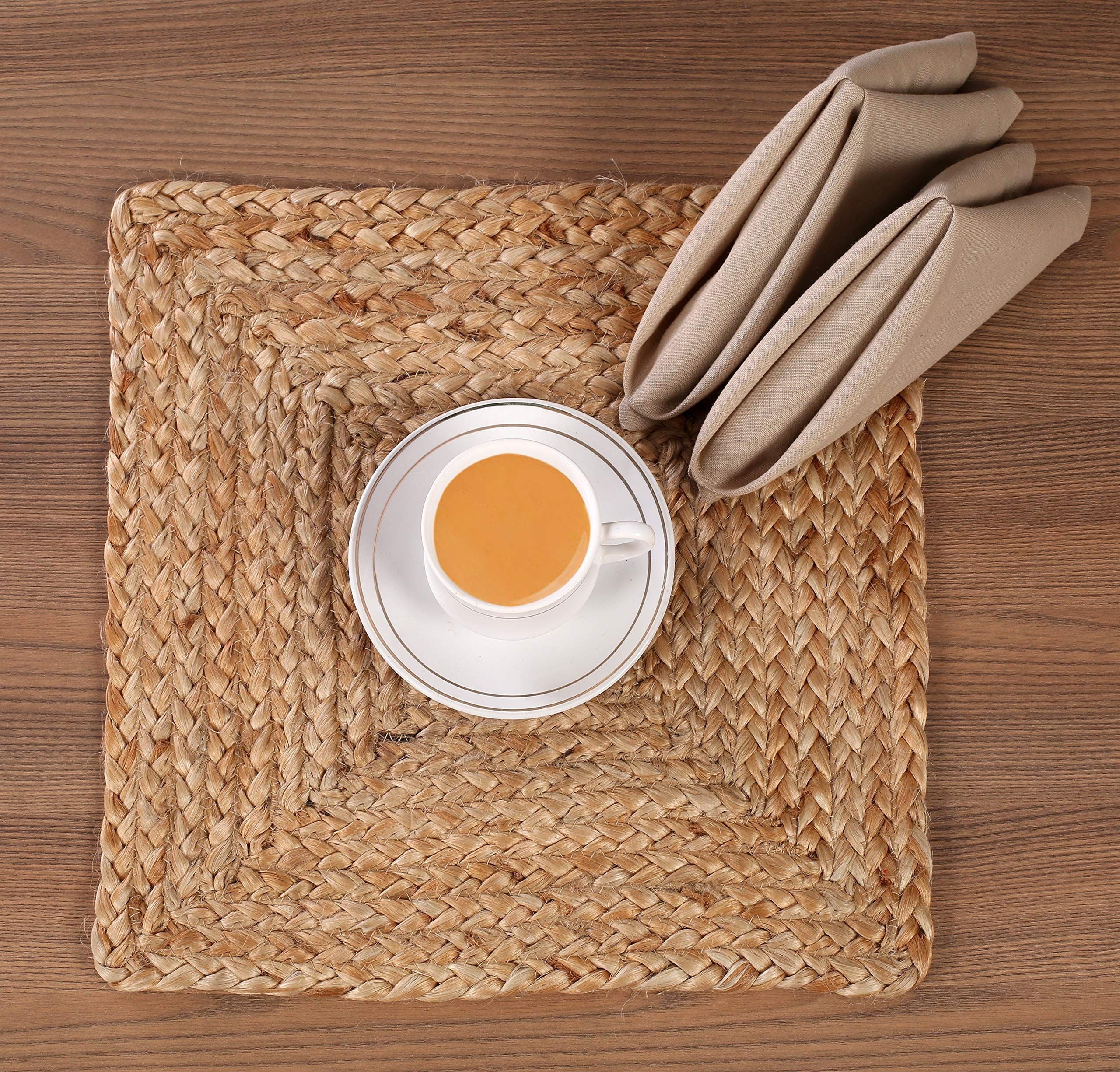 Set of 4 Jute Braided Nonslip Reversible Placemats