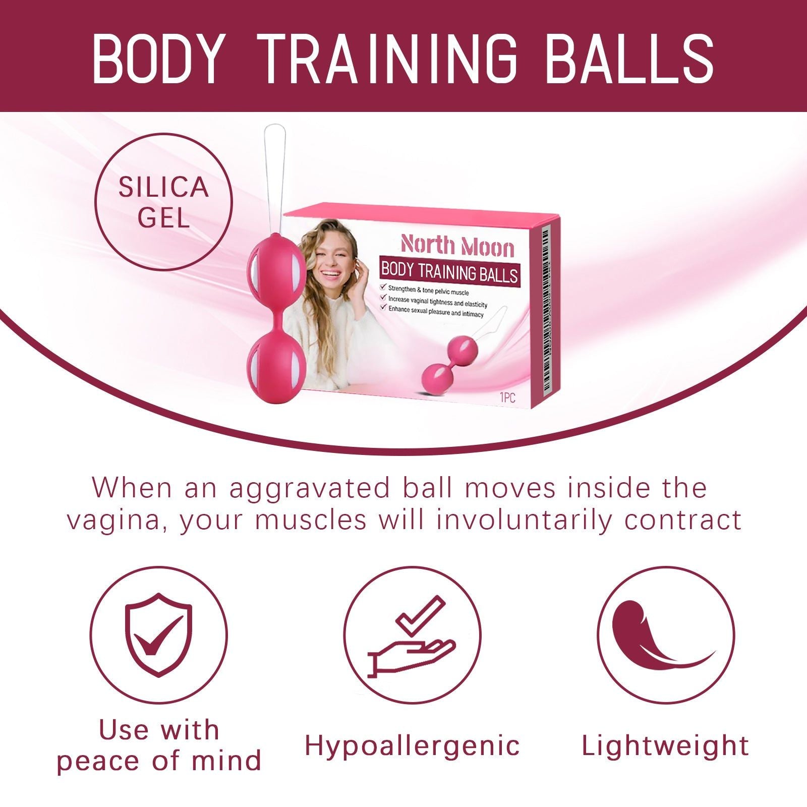 Body Ball for Physical Training, Pelvic Floor Exercise, Enhance Endurance, Improve Intimacy ,1pcs