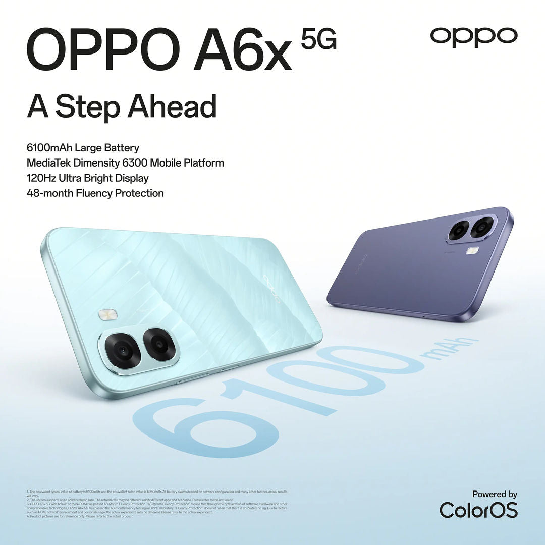 OPPO A6x 5G Smartphone, 4GB RAM, 128GB Storage