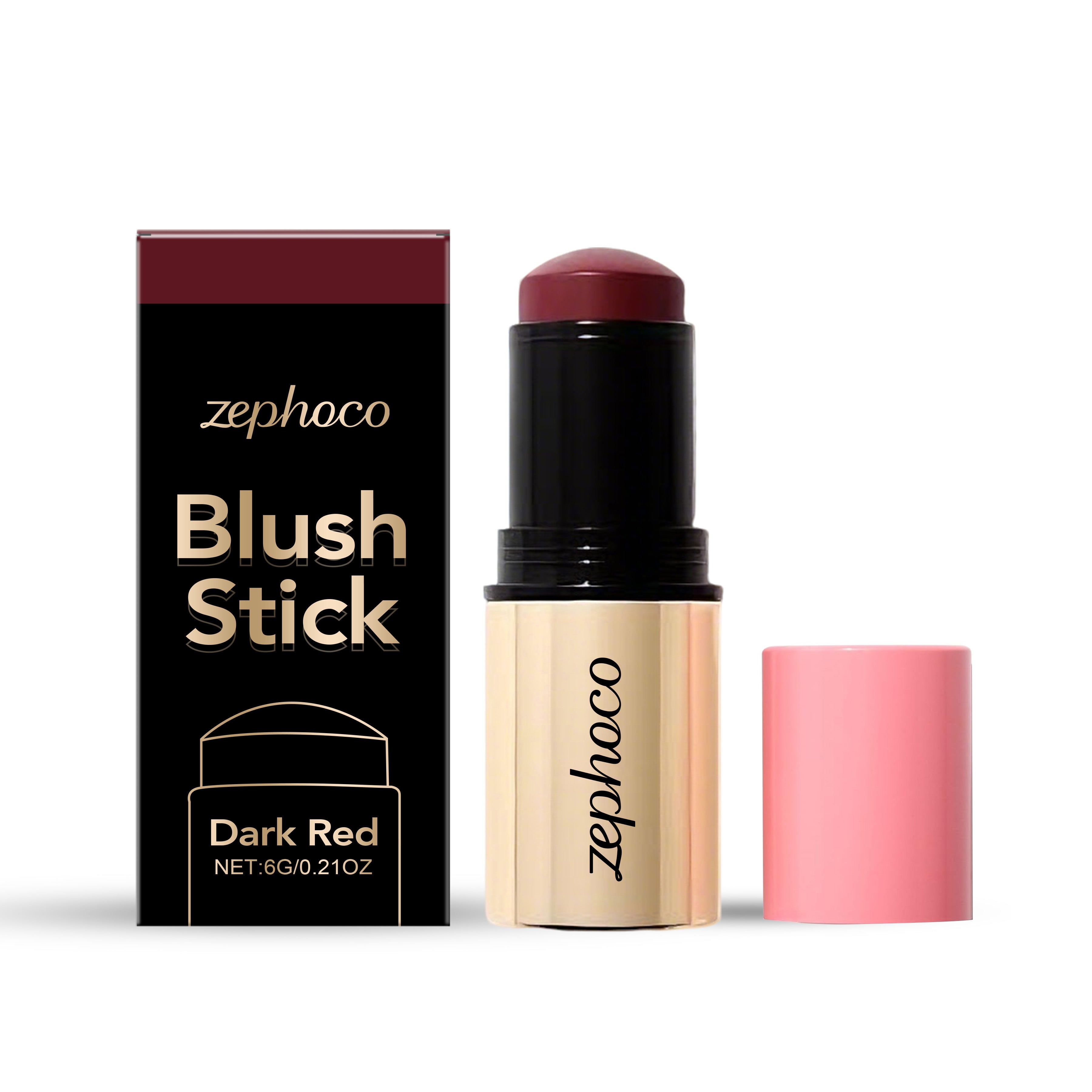 Dark Red Moisturizing Blush Stick, Long-Lasting Face Makeup, Easy to Apply ,6g