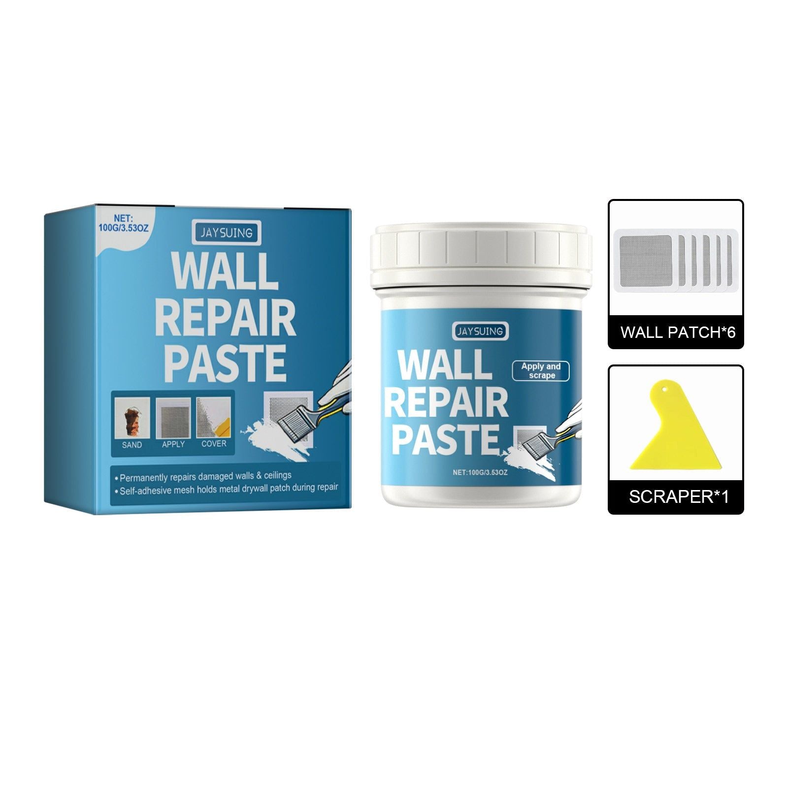 Quick Wall Repair Cover Kit, Leak Fix, Stain Removal, Easy Home Wall Repair ,1set
