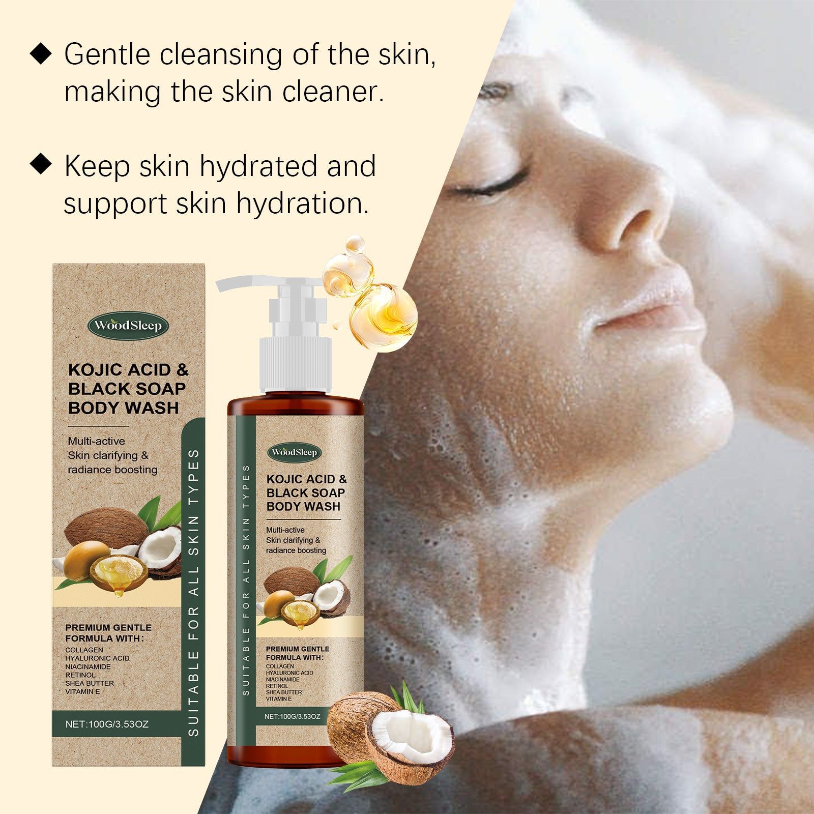 Collagen Body Wash, Deep Cleanse Skin, Hydrate, Anti-Aging, Refreshing ,100g
