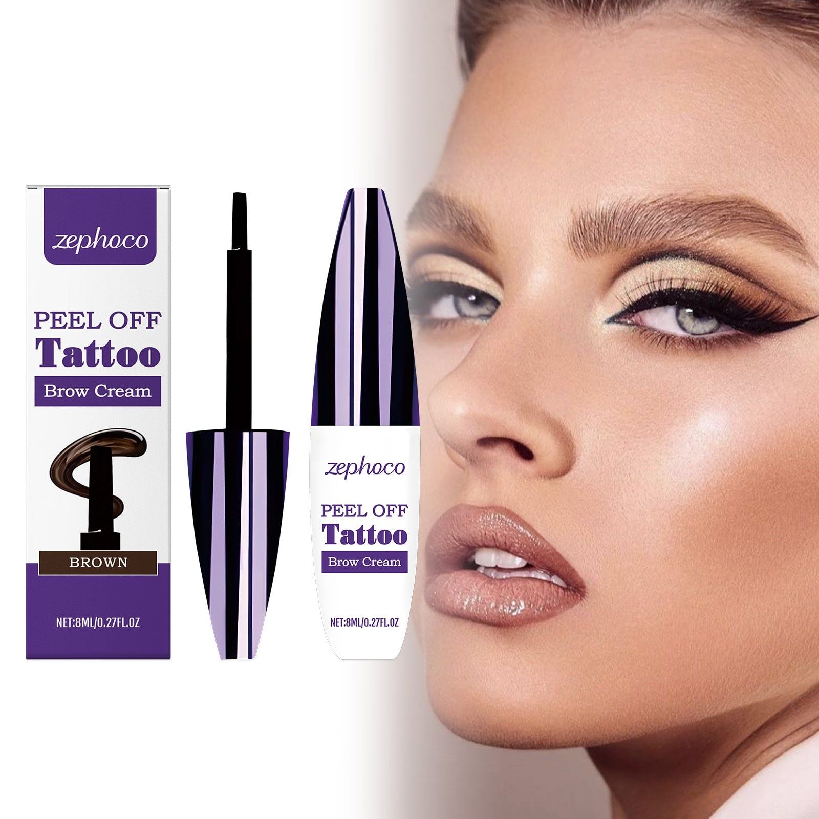 Brown Liquid Eyebrow Pencil, Long-Lasting, Natural Face Makeup, Smudge-Proof ,8ml