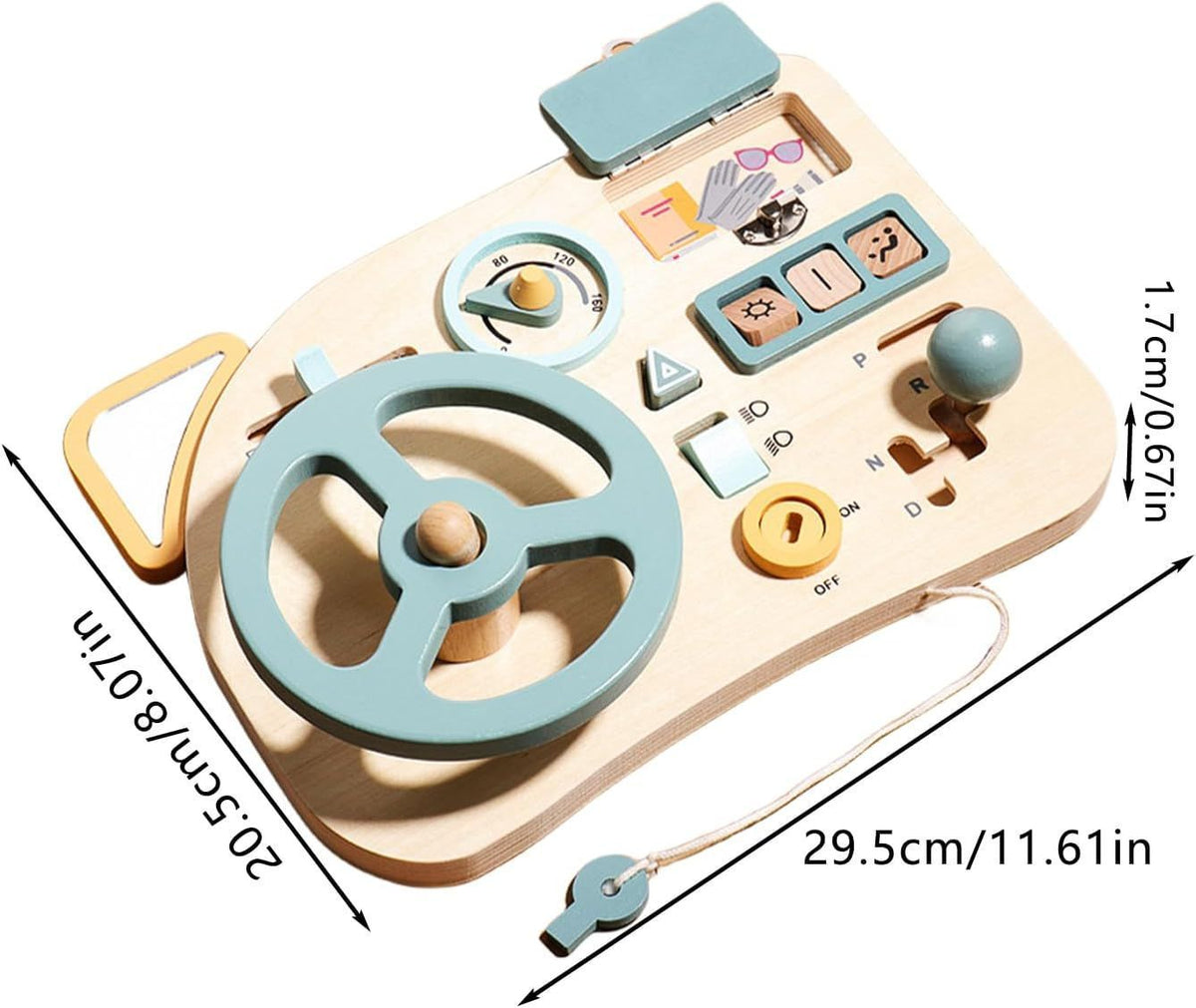 Car Steering Wheel Toys Simulated Driving Toys Kids Toys Car Handle Educational Wooden Dashboard