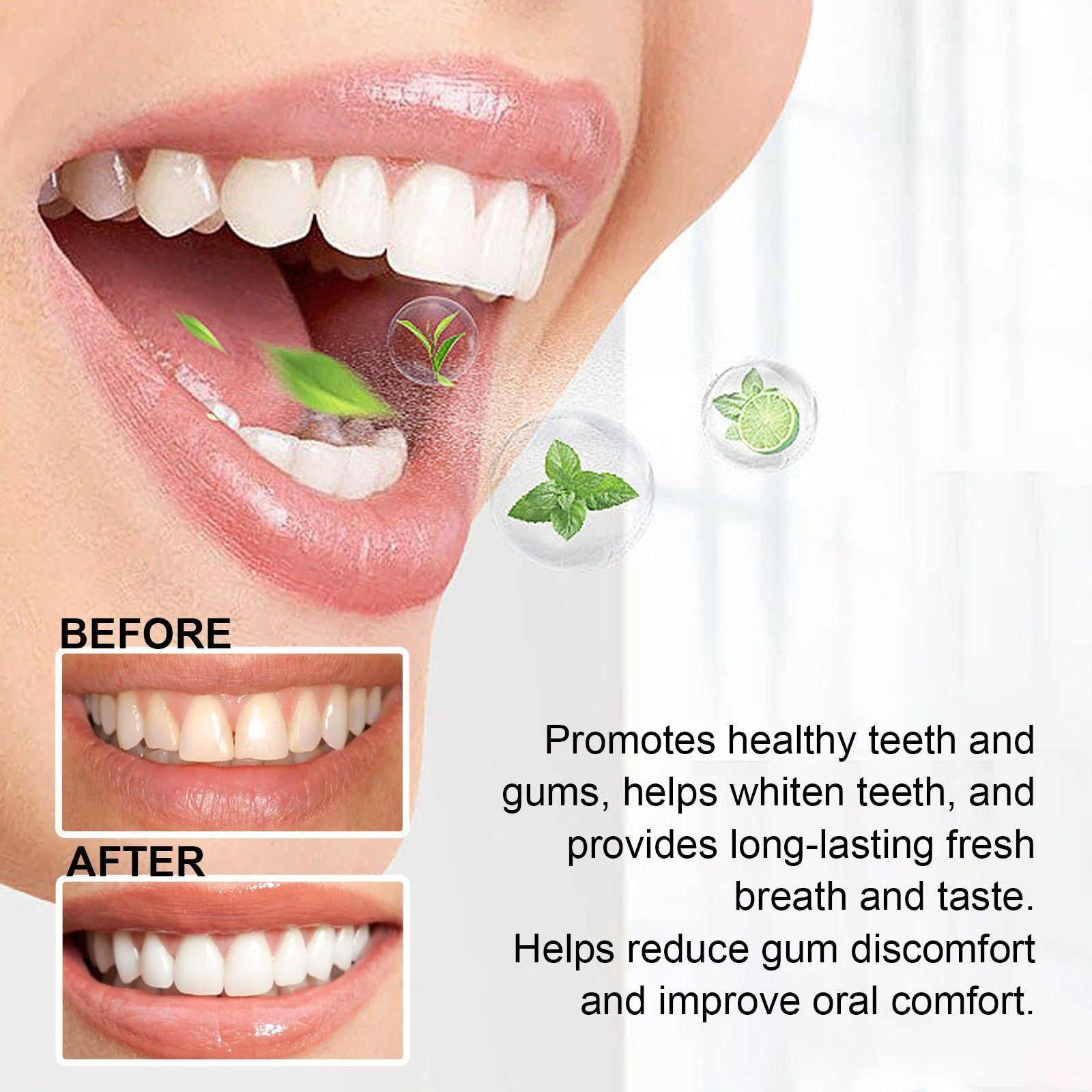 Coconut Mint Oral Odor Treatment Spray, Fresh Breath, Whiten Teeth, Gum Relief ,59ml