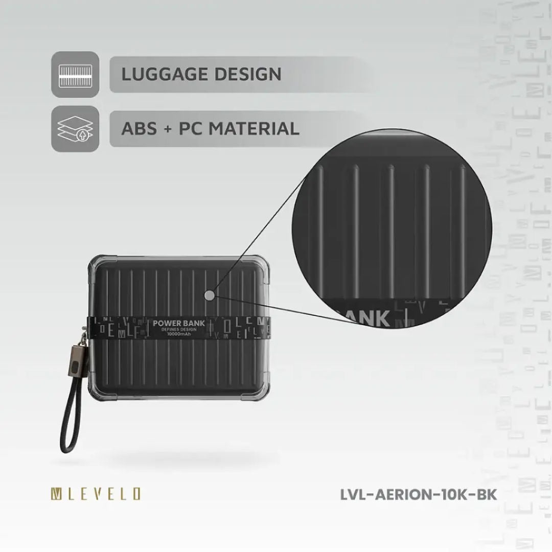 Levelo Aerion Portable 10000mAh Power Bank, LED Display
