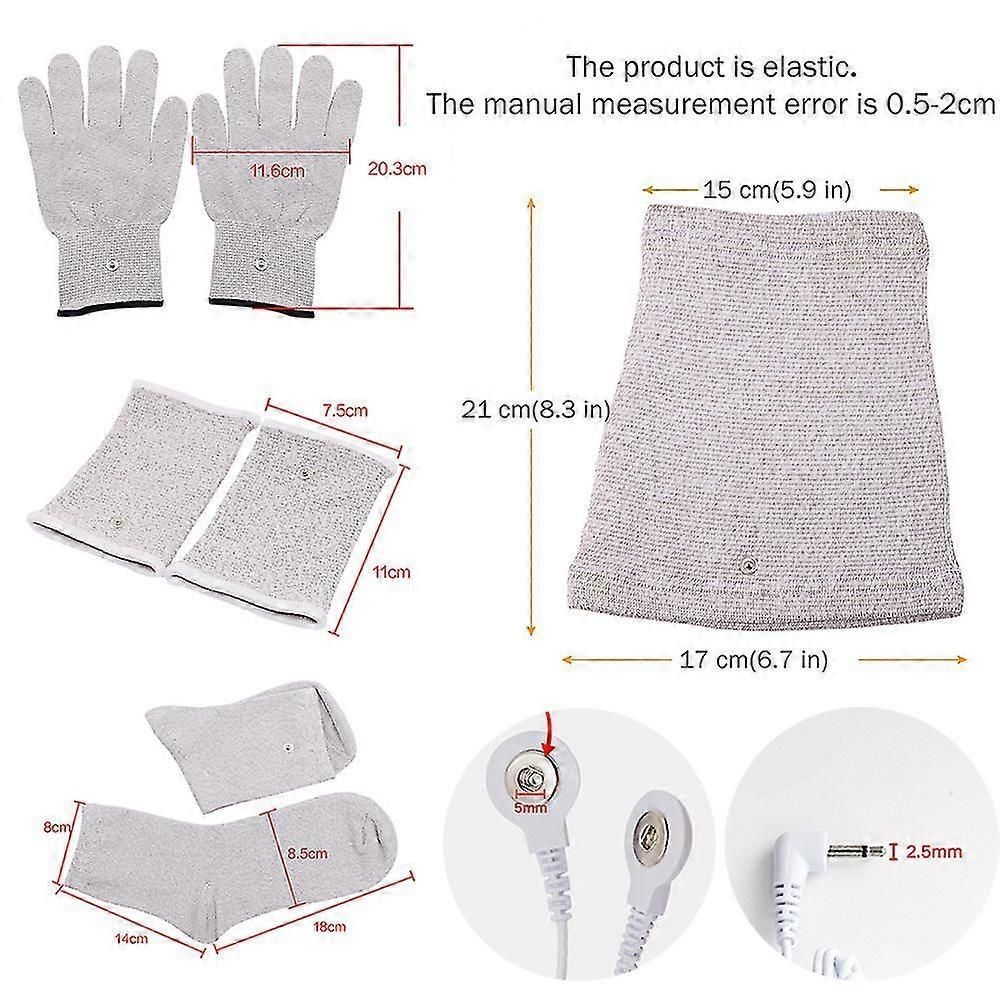 Silver Fiber TENS EMS Therapy Gloves Socks Knee and Wrist Pads Kit