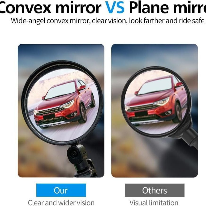 2pcs Handlebar Bike Mirrors HD Bicycle Rearview Mirror Adjustable Handlebar Mounted Mirror