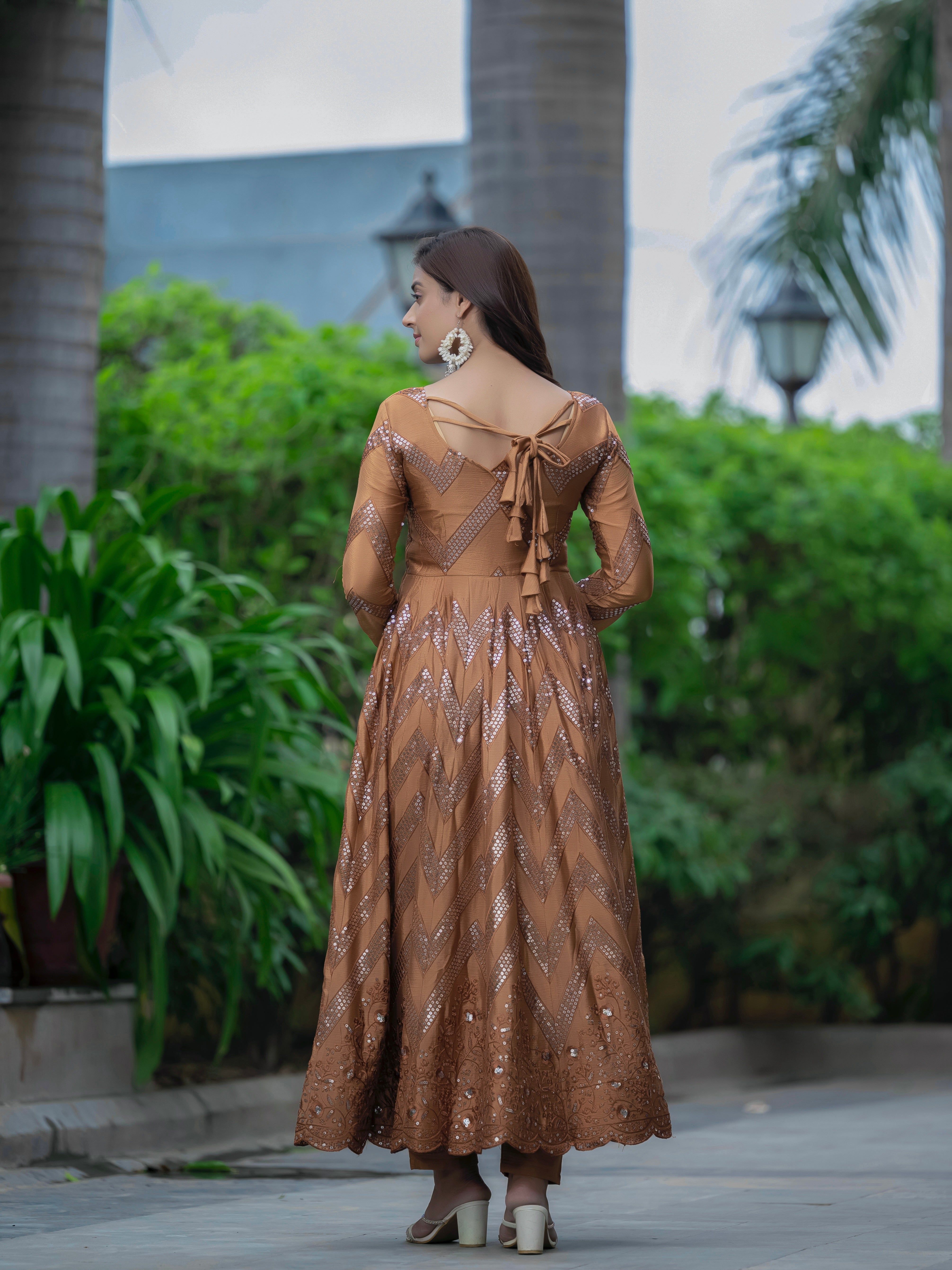 Fab Zone Party Wear Designer Gown Pent And Dupatta With Sequence Embroidery Work For Women