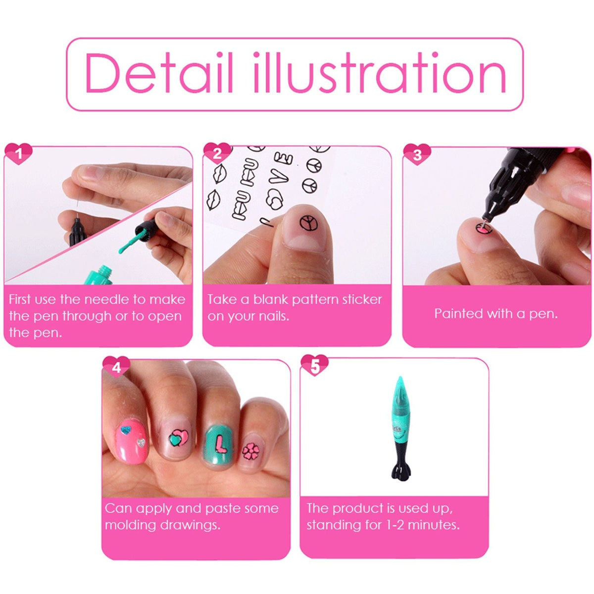 Girls Nail Art Kit Nail Pens Salon DIY Manicure Set Girls Cosmetic Toys