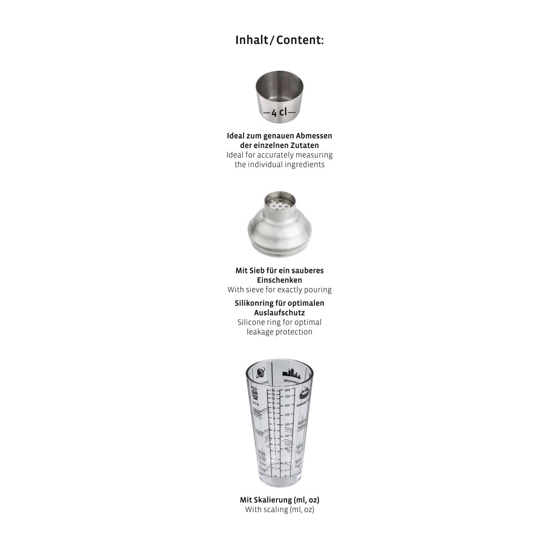 XAVAX 111550 Cocktail Shaker, made of glass, 400 ml