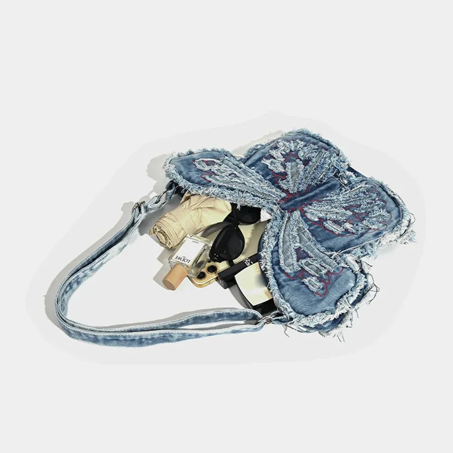 Women Butterfly Shoulder Bag Embroidery Backapck Casual Handbag