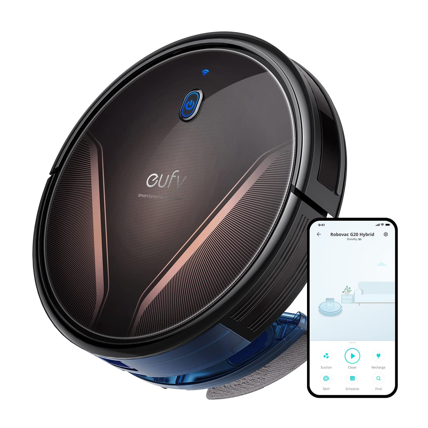 Anker Eufy RoboVac G20 Hybrid 2-in-1 Vacuum & Mop Robot Cleaner, Smart Navigation Ultra-Slim Design
