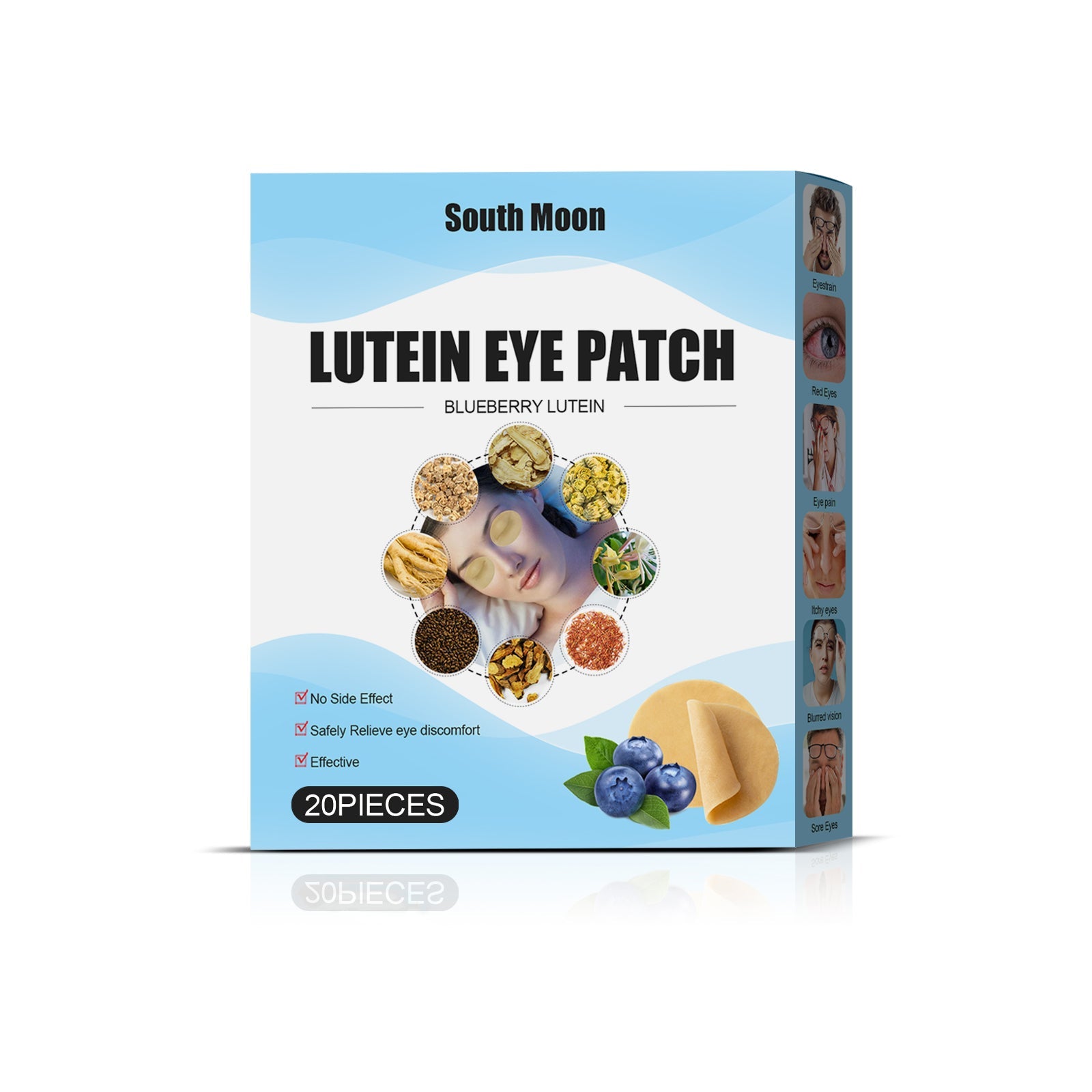 Blueberry Lutein Eye Patches for Dry Eye Relief, Soothing Cold Compress, Eye Fatigue & Irritation ,20pcs