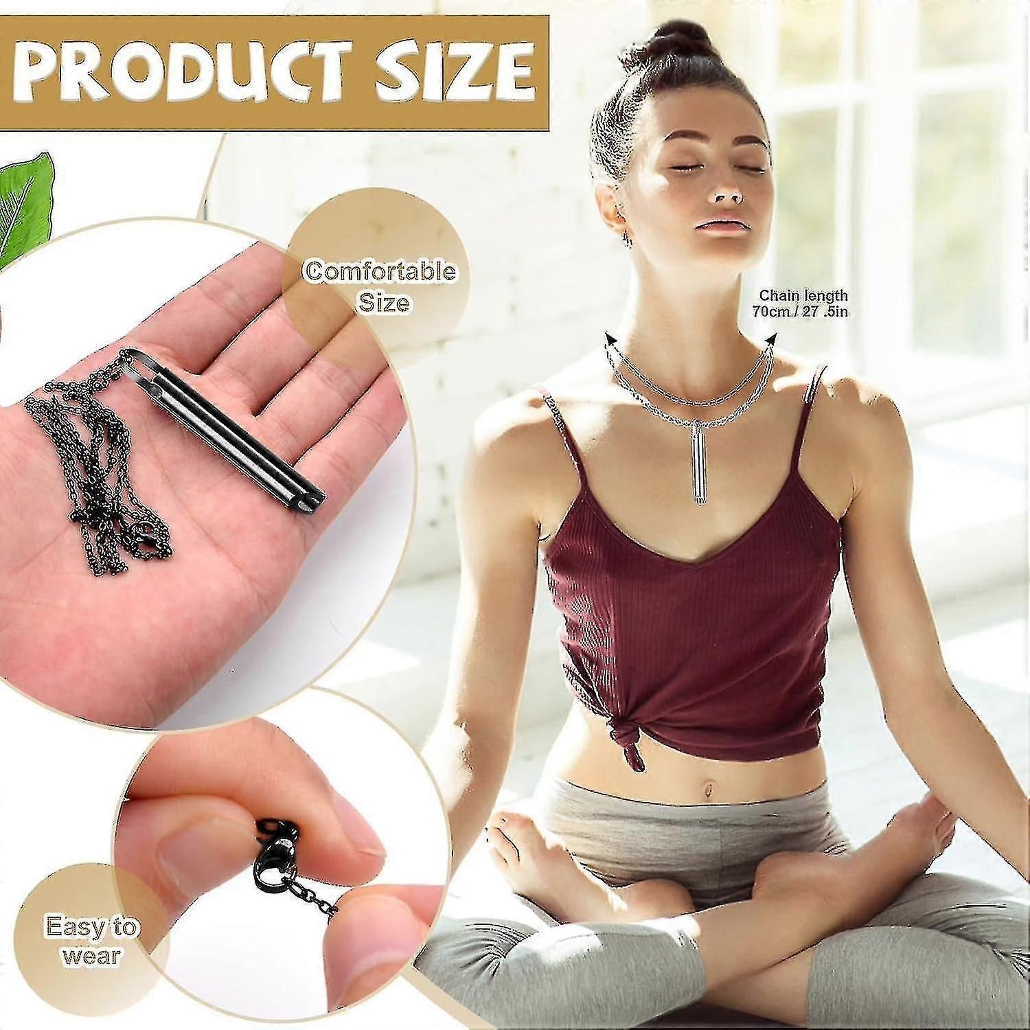 2pcs Stop Smoking Breathing Necklace, Anxiety Relief Necklacevape Necklace, Breathing Necklace Stop Smoking Aid, Breathing Exercises zxin
