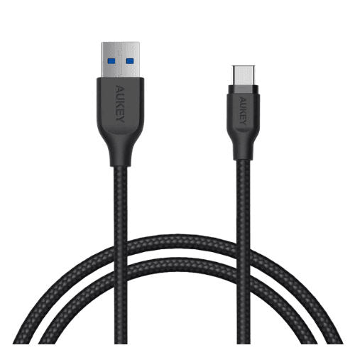 AUKEY BRAIDED NYLON USB 3.1 USB-A TO USB-C-Black
