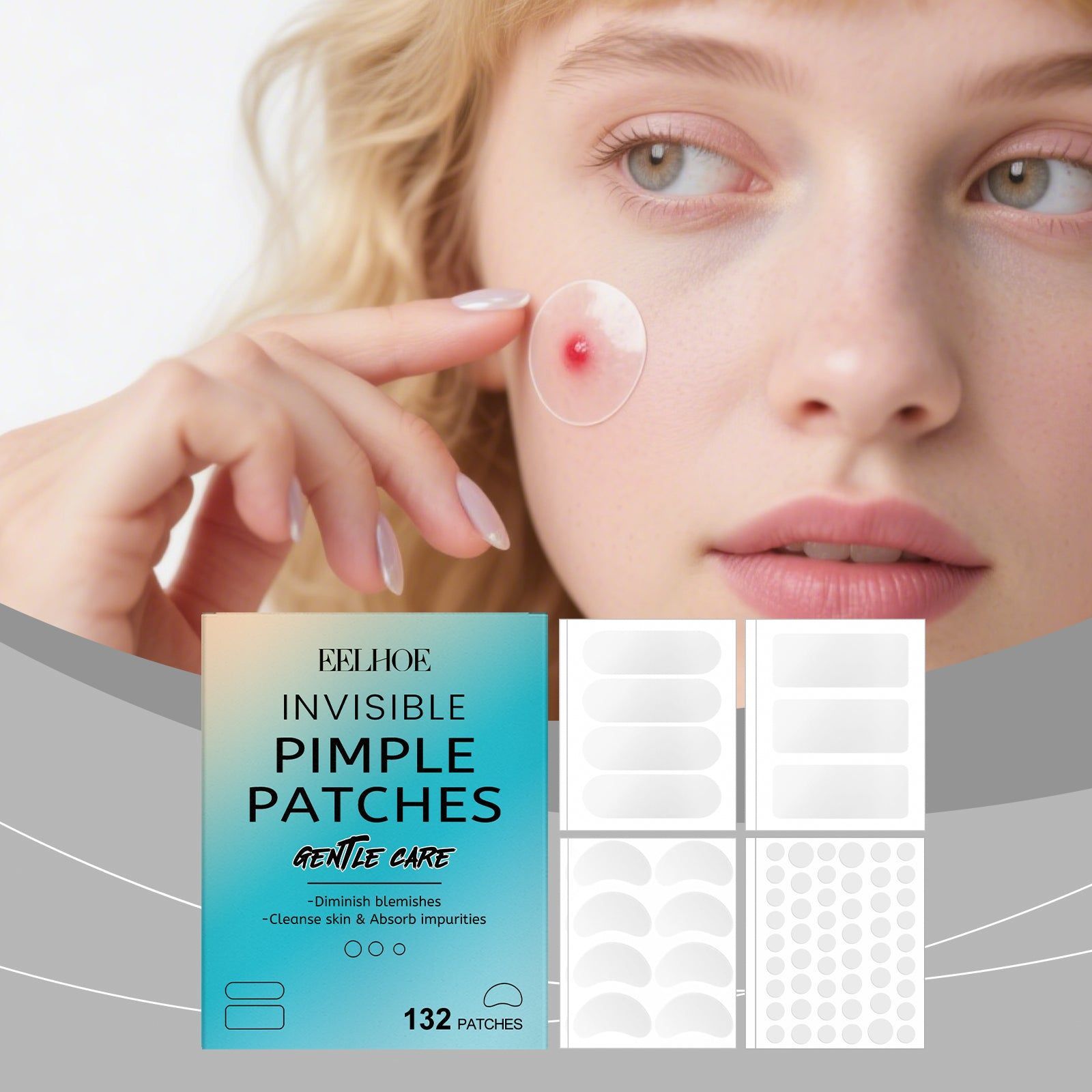 Clear Acne Patch with Salicylic & Hyaluronic Acid, Breathable Skin Care, Fast Spot Treatment ,132pcs