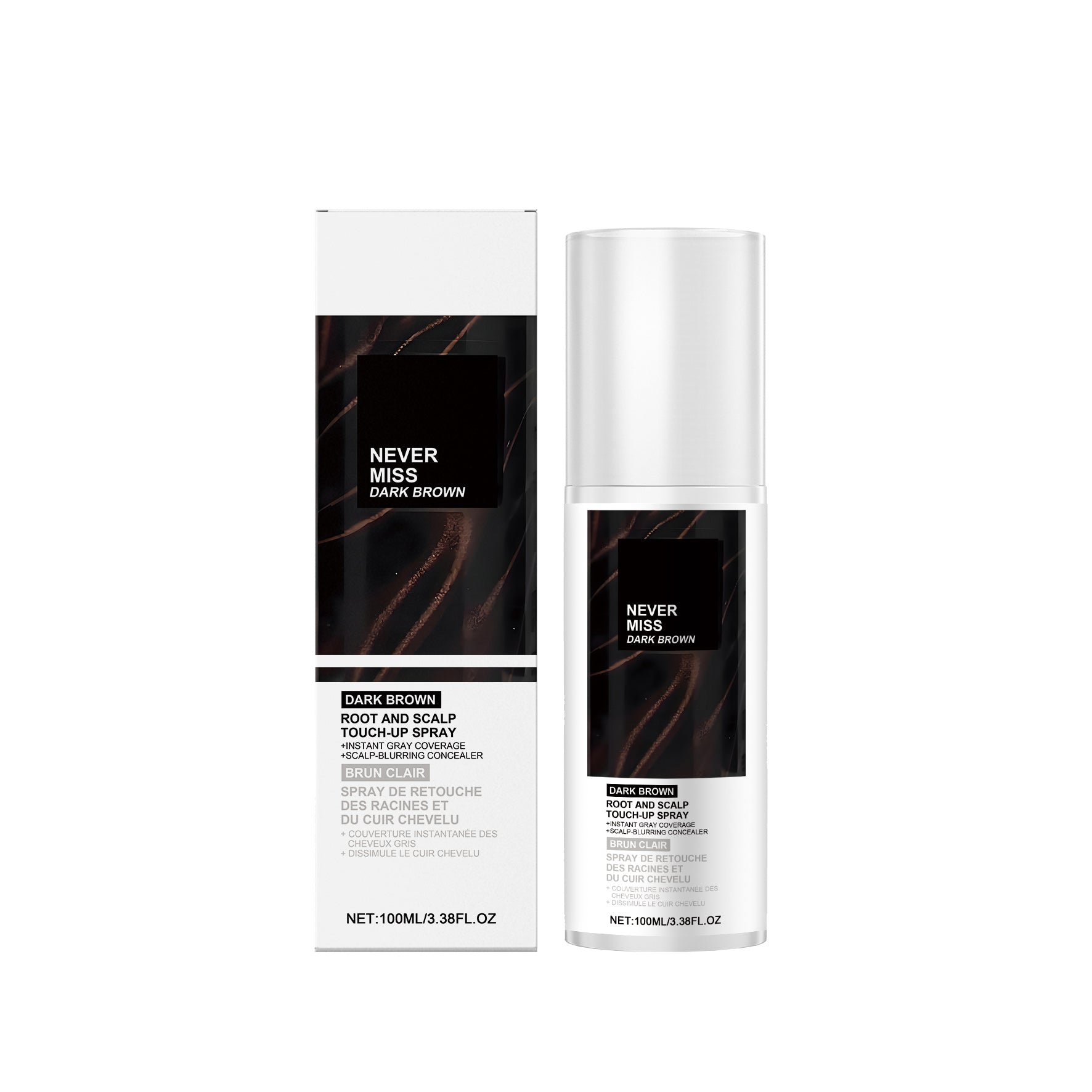 Dark Brown Hair Color Spray, Easy Hair Care, Natural Blend, Portable, Quick Dry ,100ml