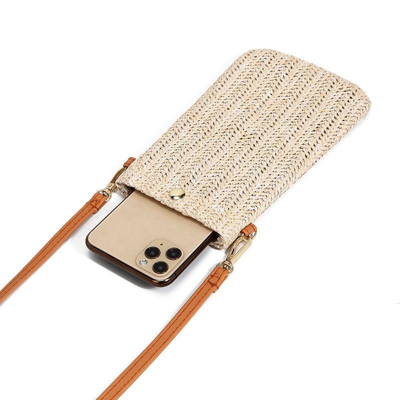 Women Straw Crossbody Shoulder Bag Small Cell Phone Purse Beach Woven Rattan Bags