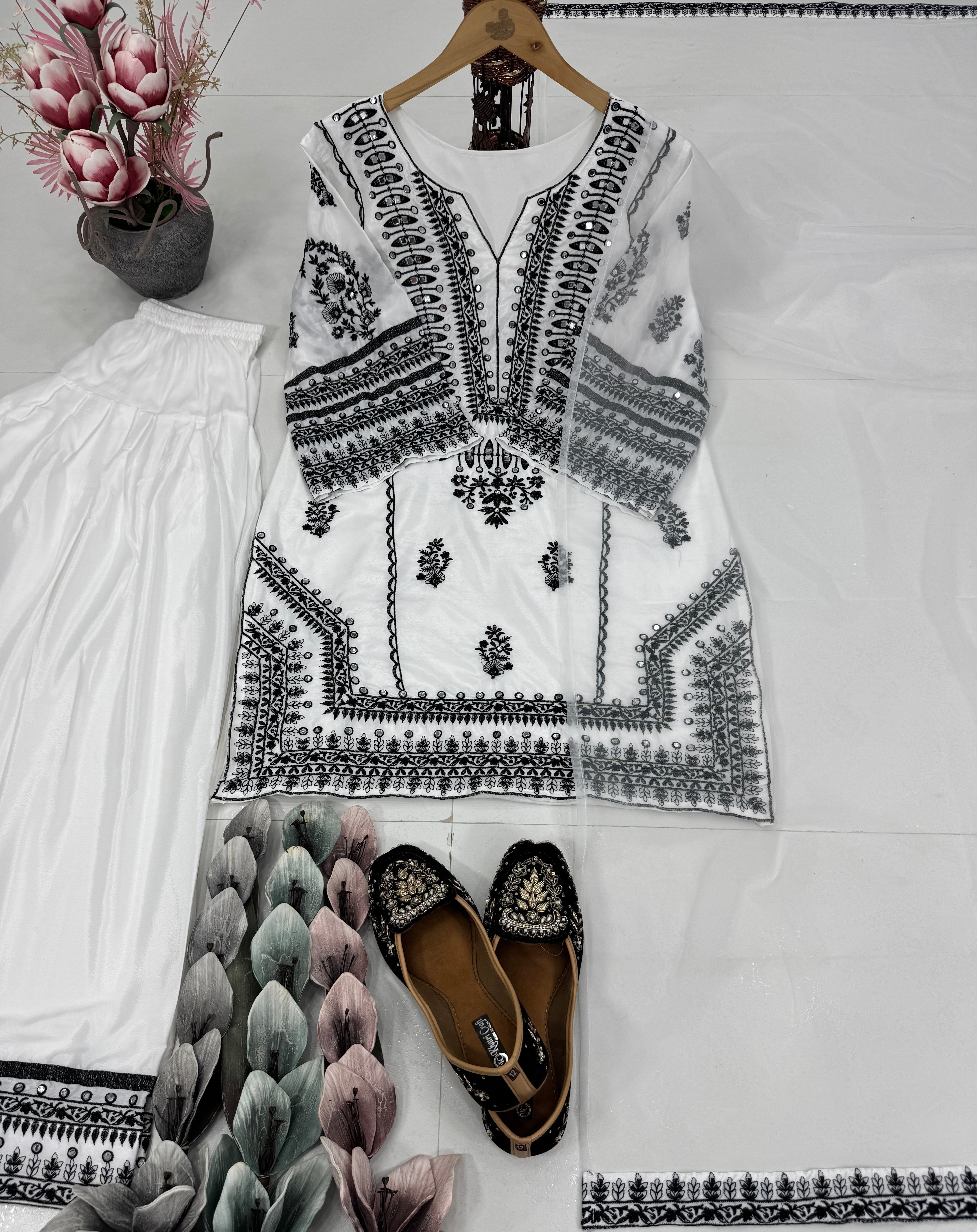 Party Wear Beautiful Top Bottom And Dupatta