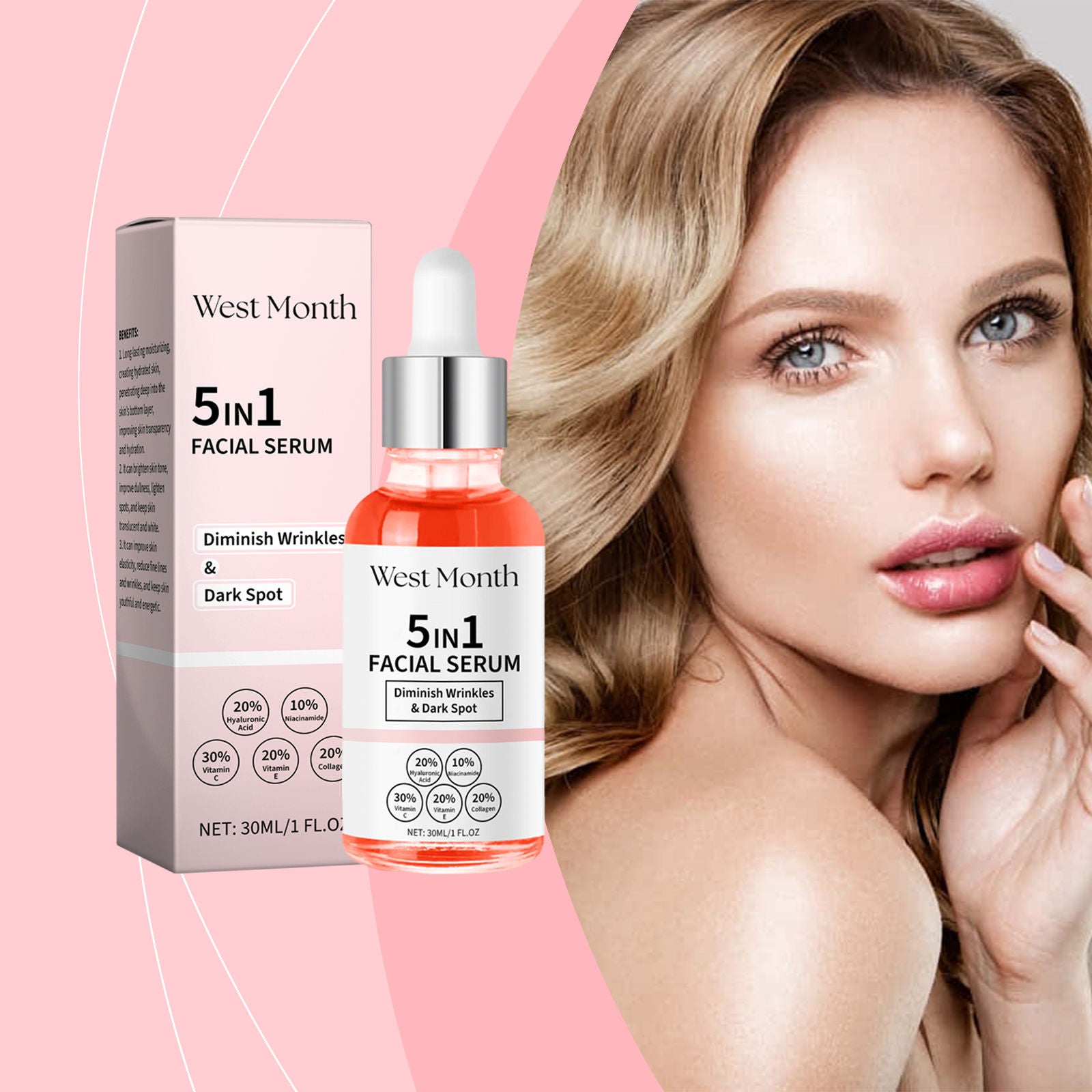 All-in-One Vitamin C Serum for Brightening, Anti-Aging, Multi-effect Skin Repair ,30ml