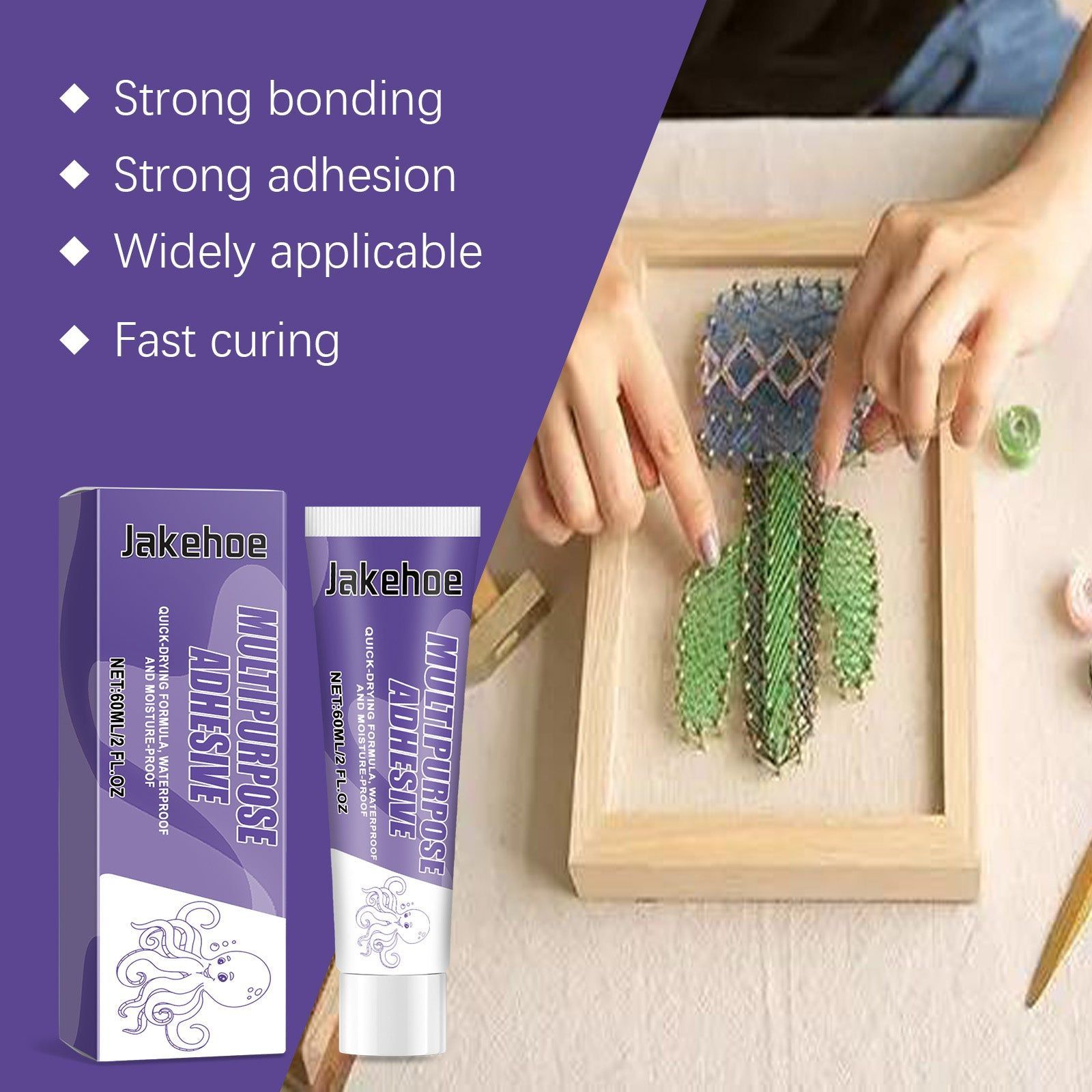 Strong Nail Free Glue, Waterproof Multi-Purpose Adhesive for Wood, Metal, Ceramic ,60ml