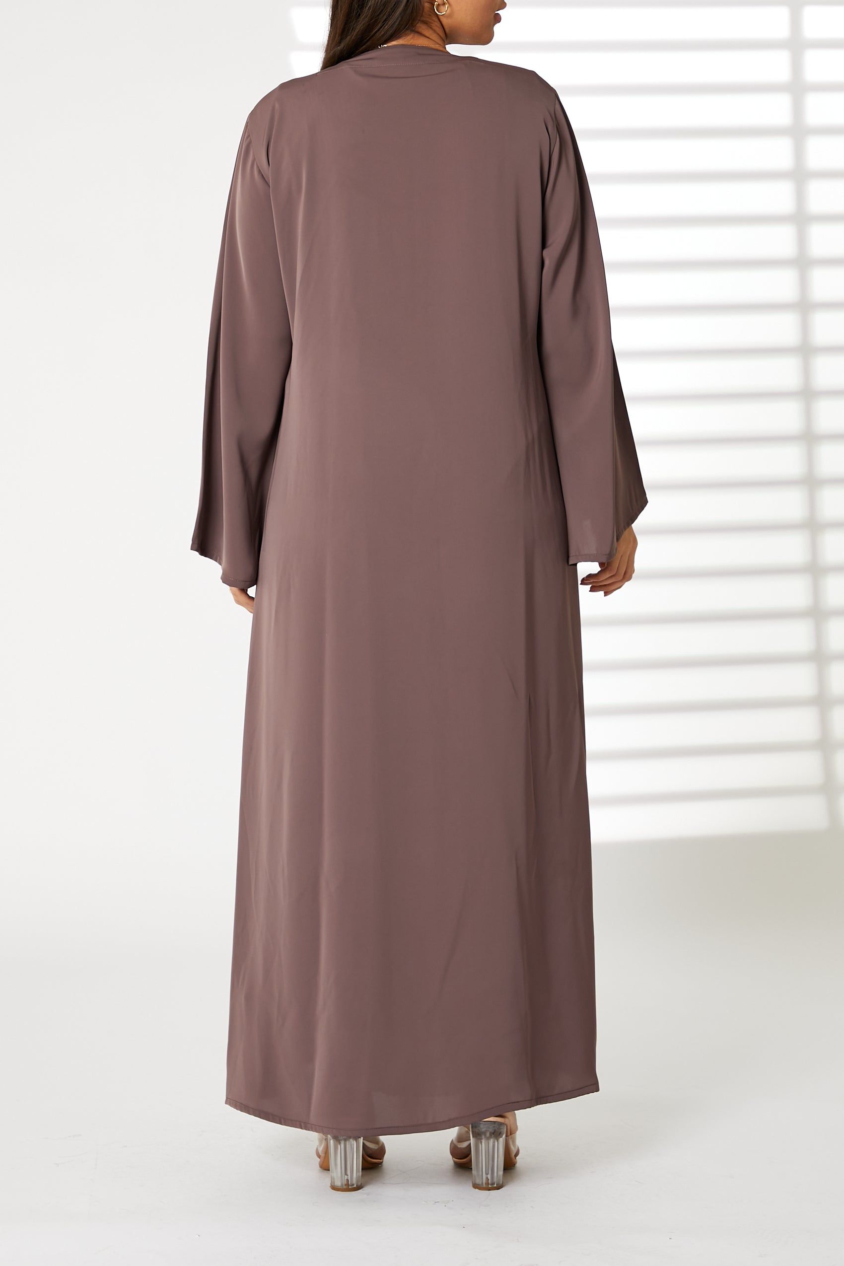 MOiSTREET Brown Nida Embellished Abaya
