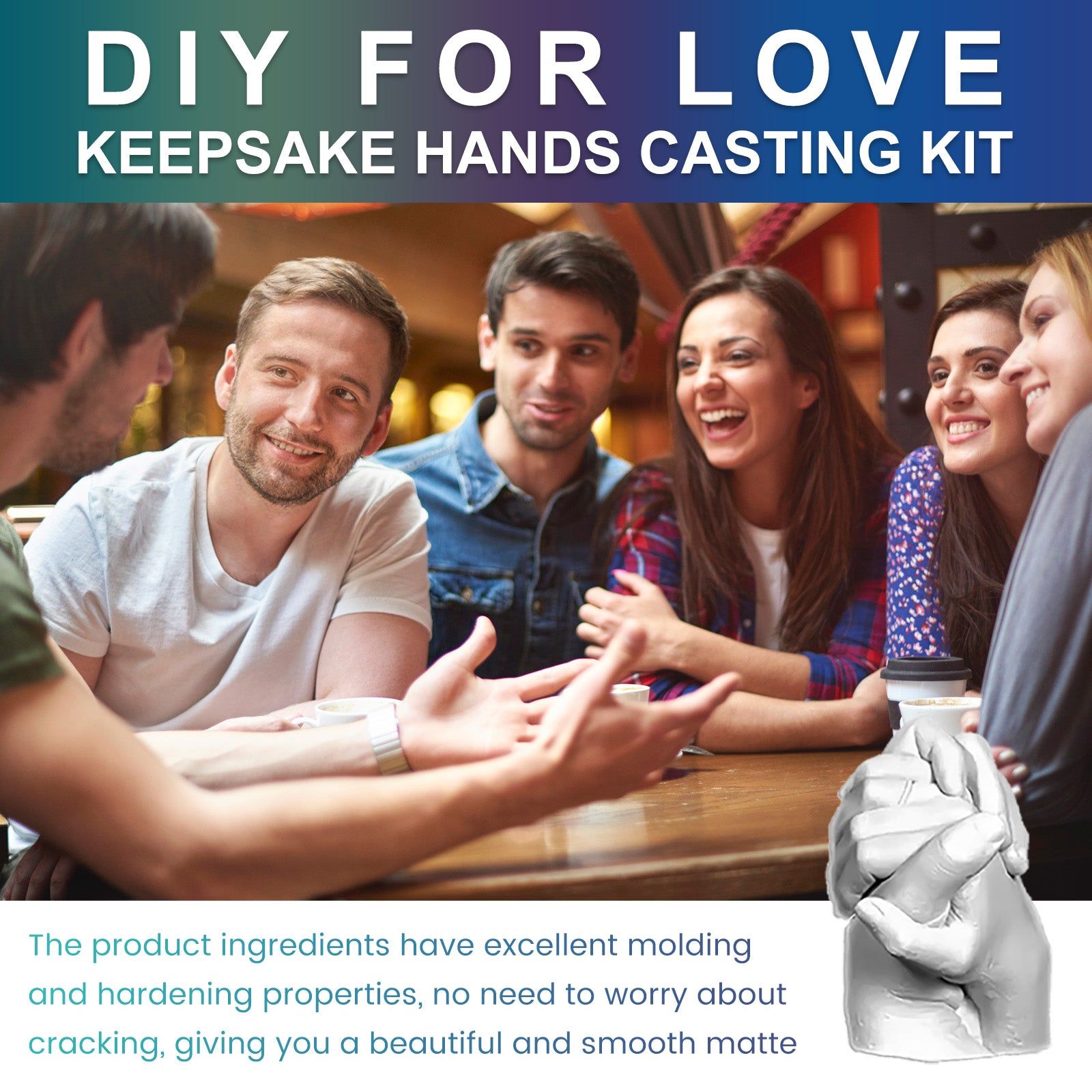Create Heartfelt Handmade Souvenir for Couples, DIY Love Keepsake Hands Casting Kit ,1set