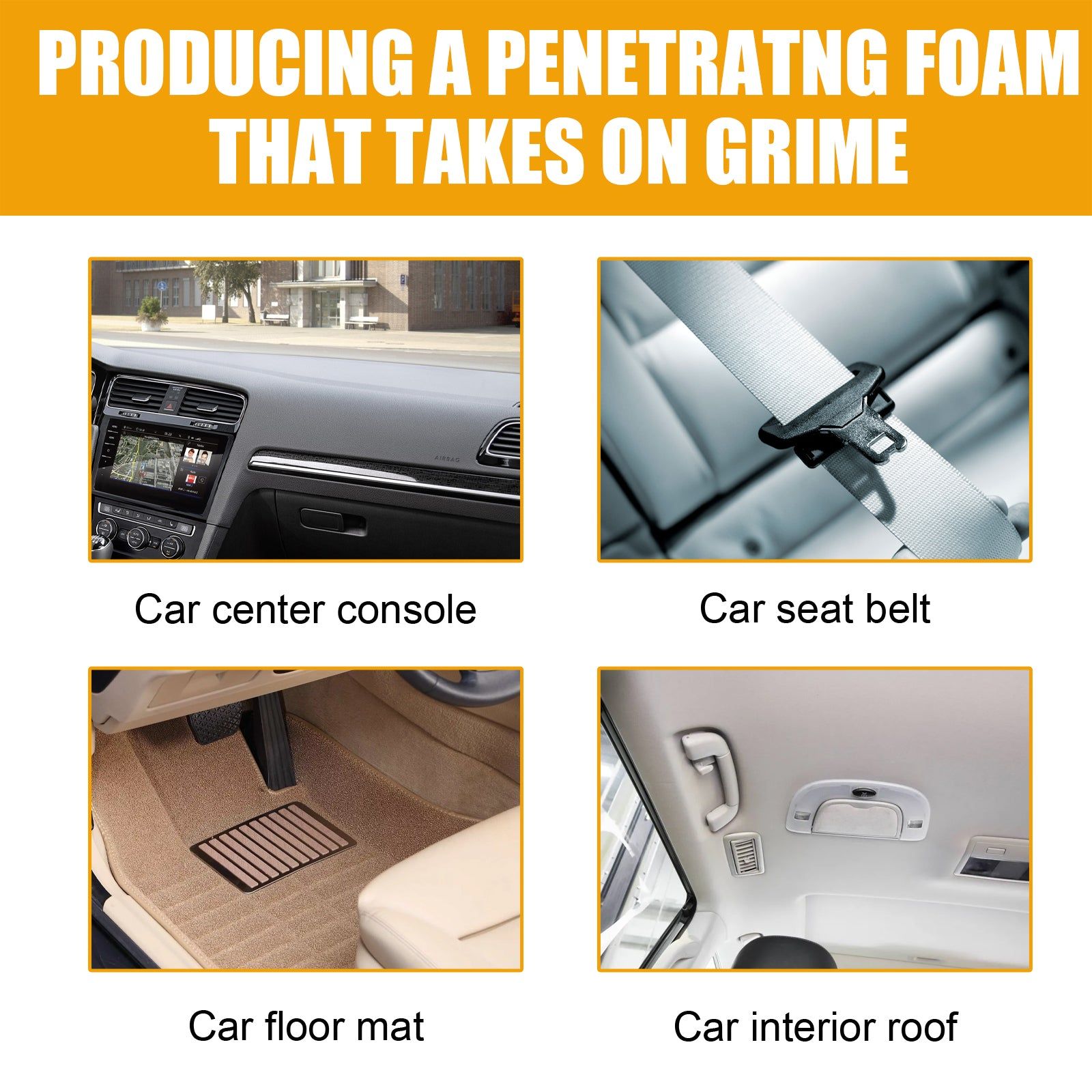 Car Cleaning Foam Cleaner, Multi-Purpose Interior & Seat Fabric Decontamination, Safe and Easy to Use ,1set