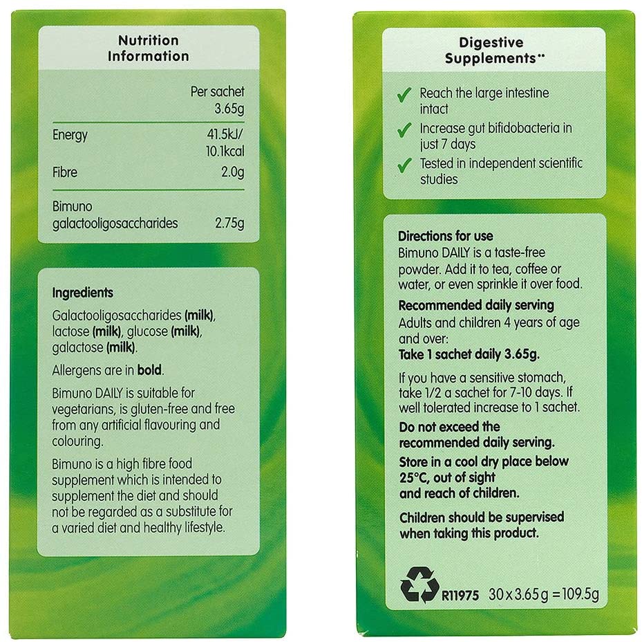 مكمل غذائي بريبايوتيك يومي من Bimuno - 30 كيس