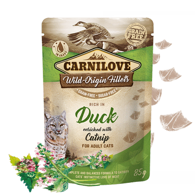Carnilove cat pouch rich in Duck enriched with Catnip 85 g