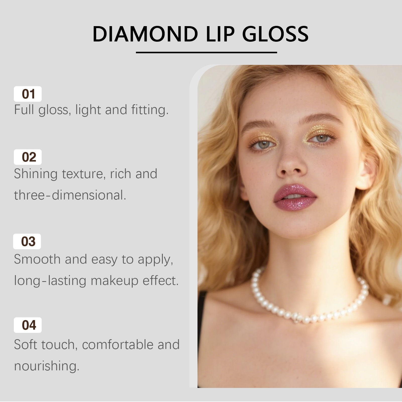 Diamond Glitter Lip Gloss with Shimmer and Glossy Finish