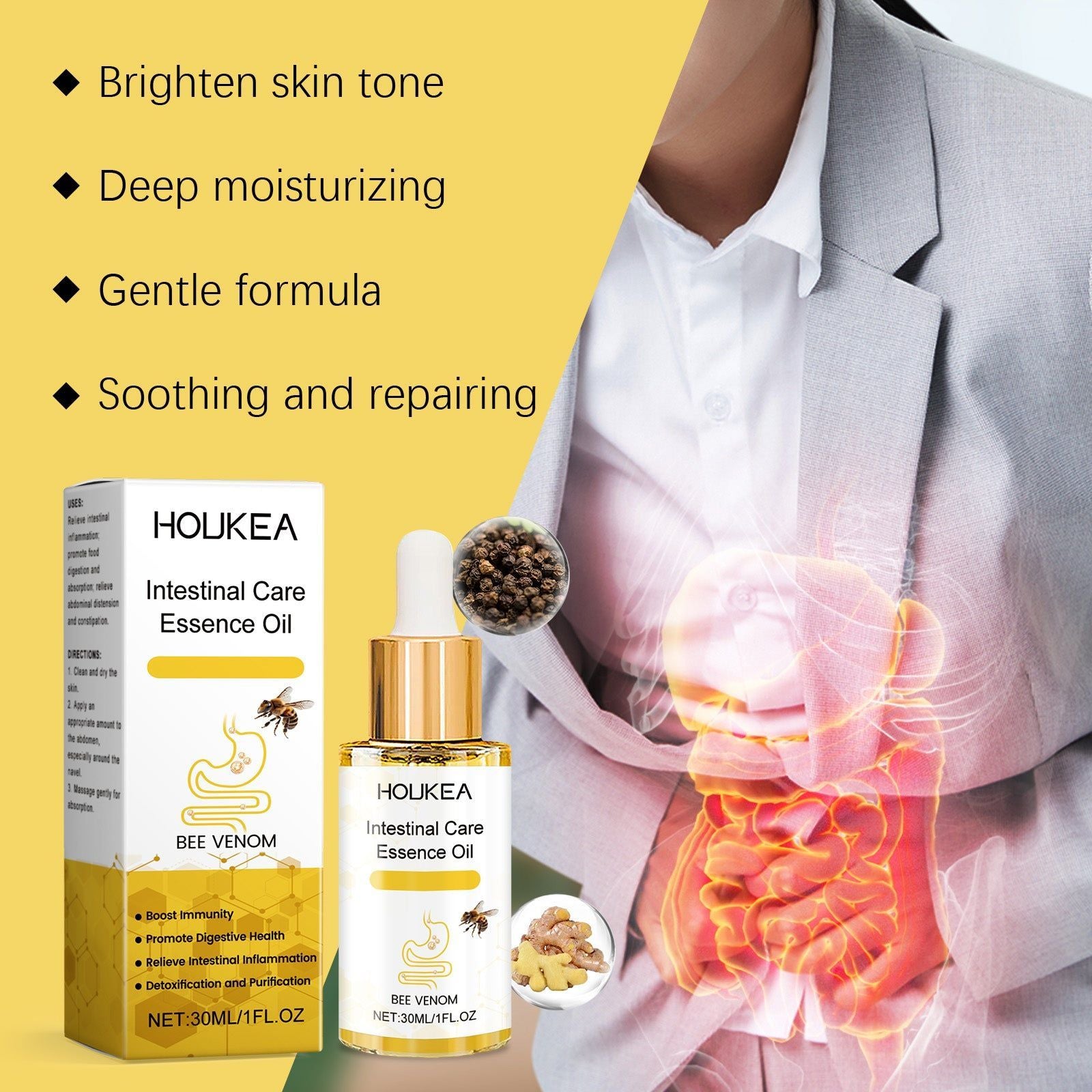 Body Care Essential Oil for Digestive Comfort, Natural Abdominal Massage, Soothing and Non-Irritating ,30ml